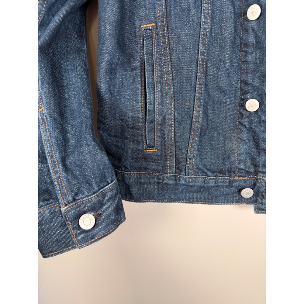 Gap Mens Dark Wash Denim Trucker Jacket Blue Button Up Size M 1969 927706-00 - Picture 6 of 11